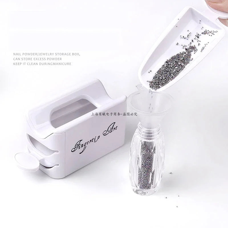 Nails Art Glitter Powder Sequins Double Layer Manicure Tool Gems Decorations Recycling Box Storage Portable Containe Accessory