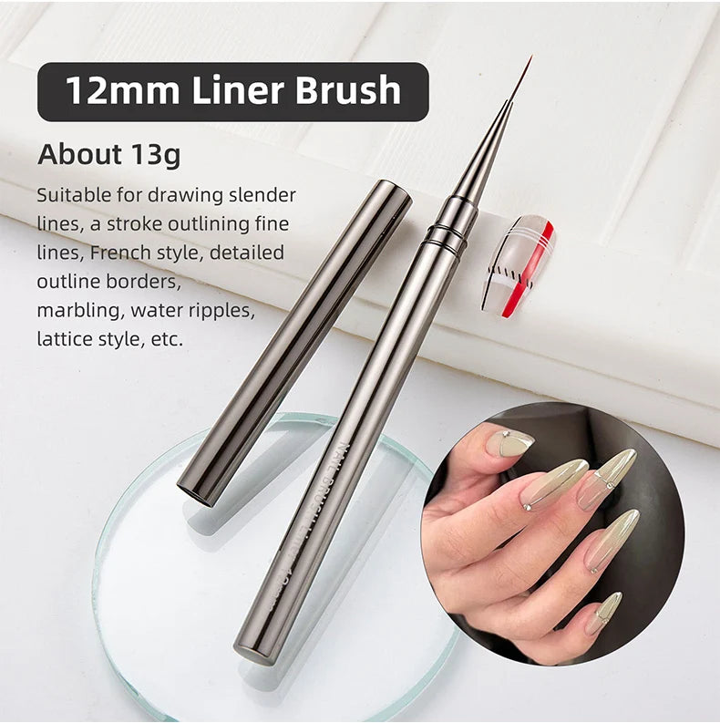 Nails Art Liner Brushes Elongated Lines Striping Drawing Painting  6/9/12/15/18/25mm Nail Design Pen Professional Manicure Tool