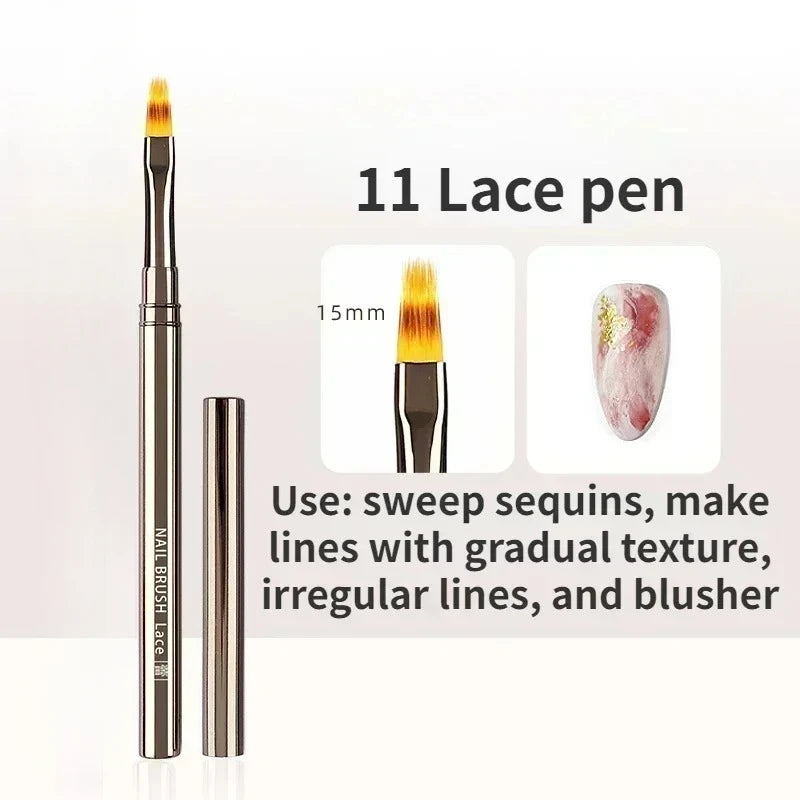 Nails Art Liner Brushes Elongated Lines Striping Drawing Painting  6/9/12/15/18/25mm Nail Design Pen Professional Manicure Tool