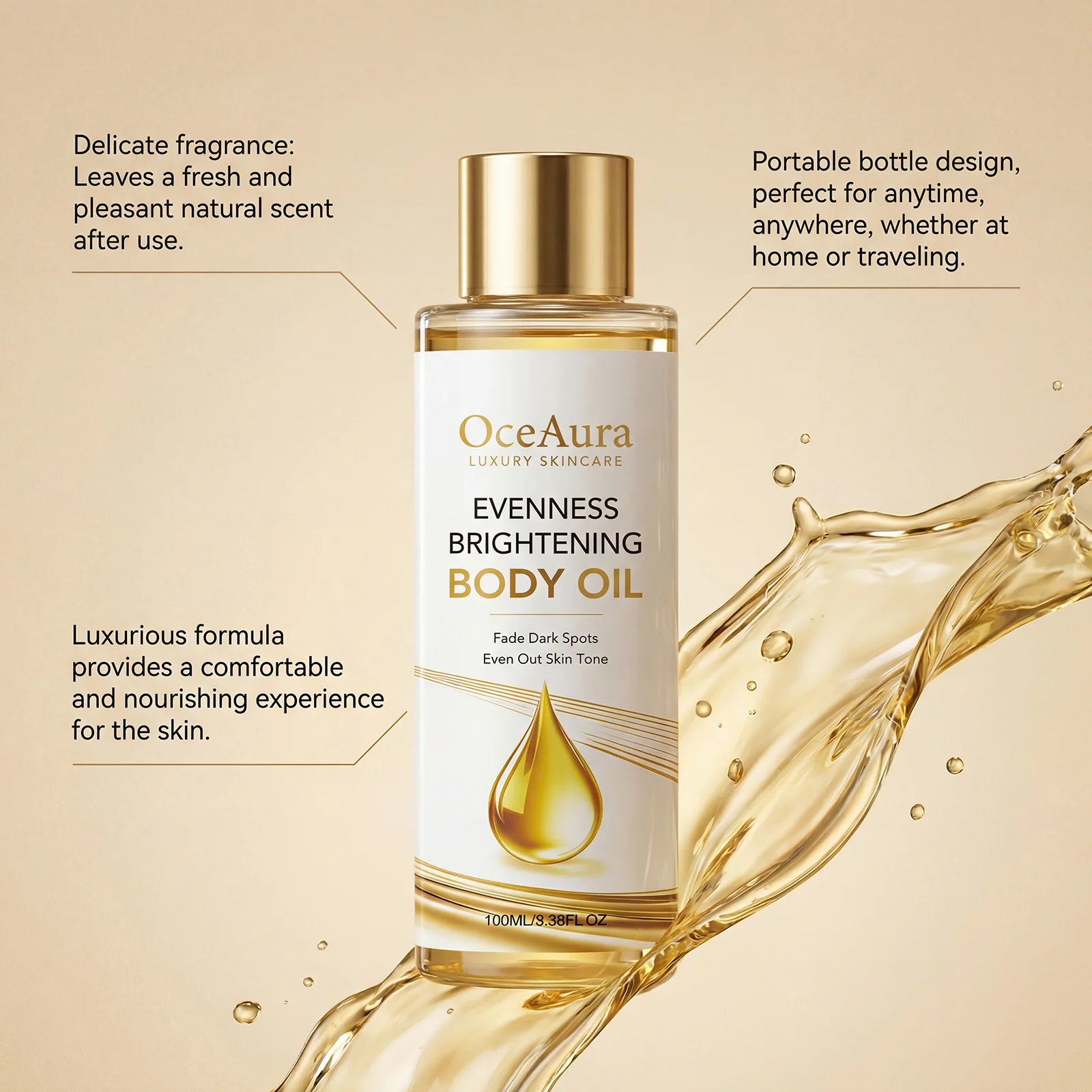 Brightening Body Oil Firming Moisturizing Rejuvenating Smoothing Softening Fade Fine Lines Soothing Repairing Glowing Body Oil
