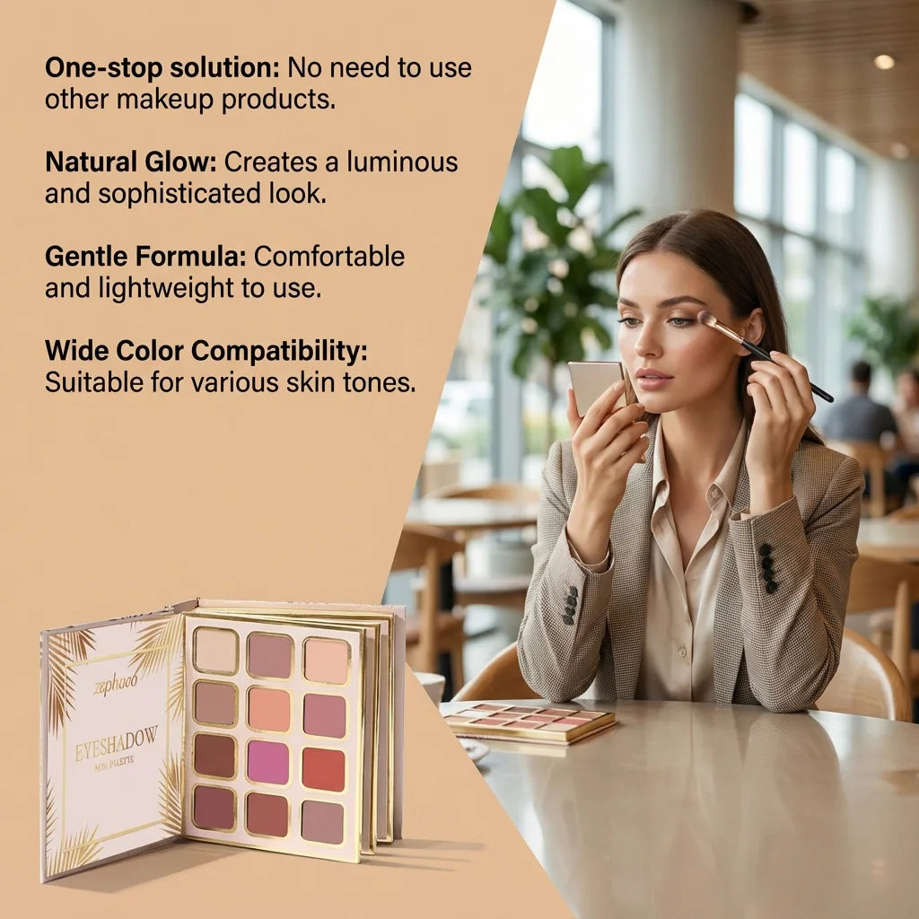 Professional Makeup Palette in Book Style 24-Hour Waterproof Lipstick Powder Blush Bright Colorful Eyeshadow Palette for Travel