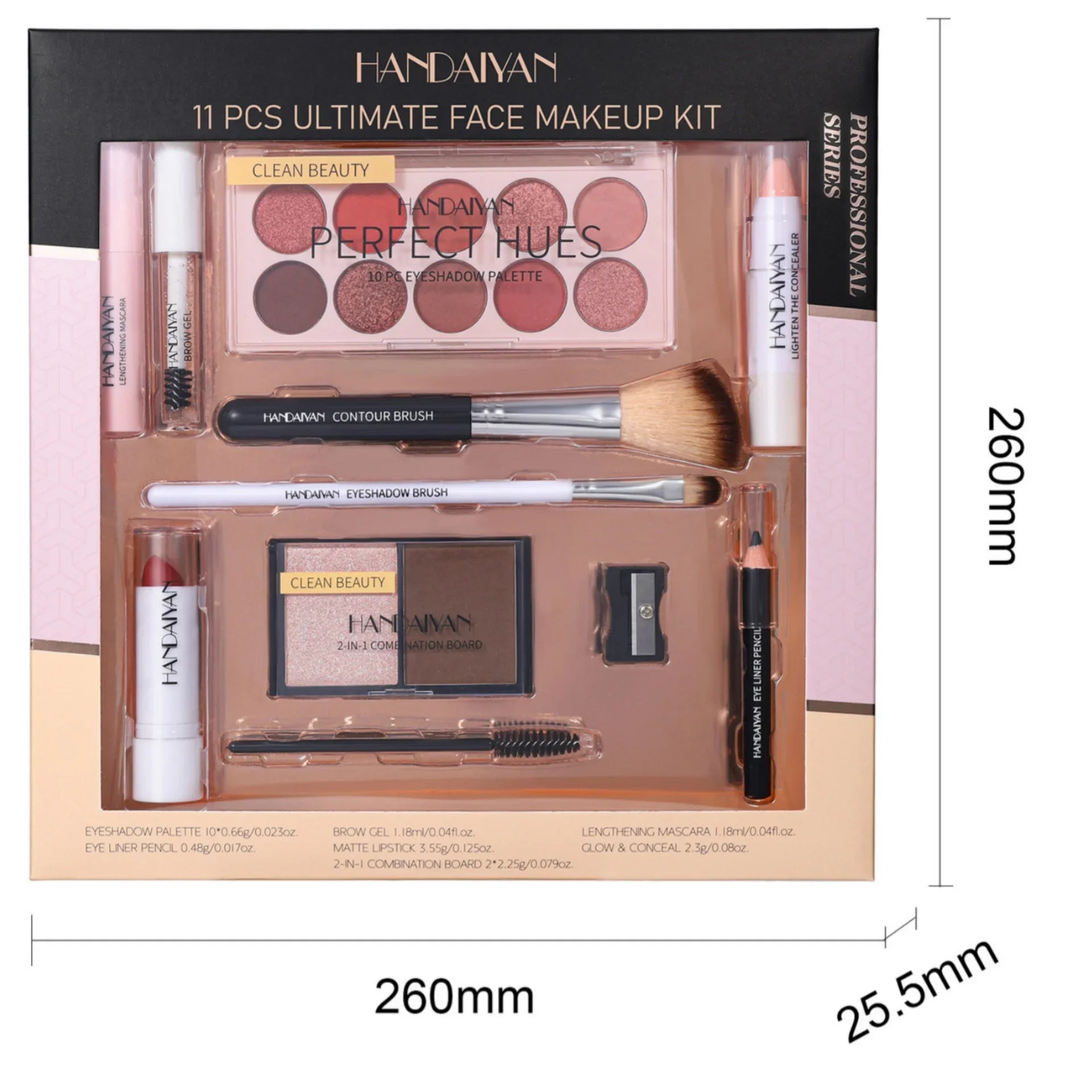 Professional Makeup Kit 11 Pieces Shadow Contour Blusher Set Waterproof Highly Pigmented Smudge Proof Face Cosmetics Collection