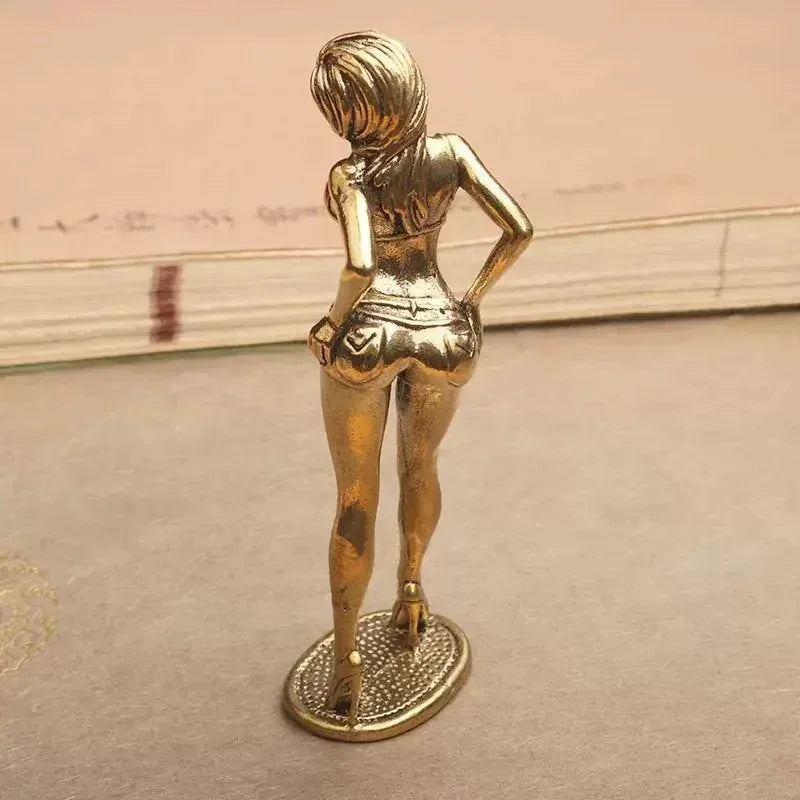 Brass Sexy Girl Figurines Bikini Beauty Statue Naked Woman Ornament Home Decor Model Art Sculptures Collectible Gifts for Man