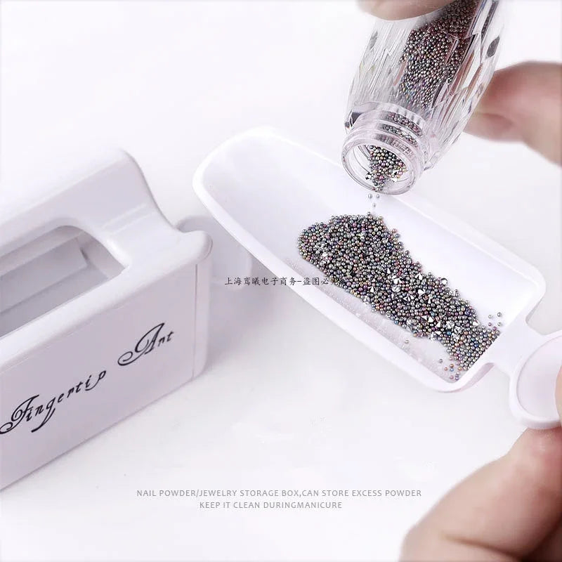 Nails Art Glitter Powder Sequins Double Layer Manicure Tool Gems Decorations Recycling Box Storage Portable Containe Accessory