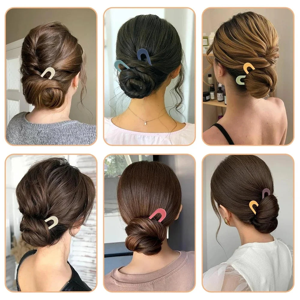 French Styles Wavy U Shaped Hairpins 2 Prong Resin Hair Forks For Buns Chignons Women Girls Party Hairstyle Accessories