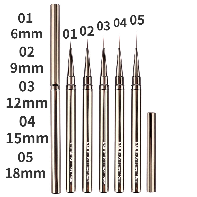 Nails Art Liner Brushes Elongated Lines Striping Drawing Painting  6/9/12/15/18/25mm Nail Design Pen Professional Manicure Tool