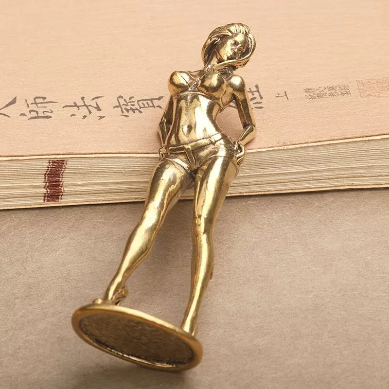 Brass Sexy Girl Figurines Bikini Beauty Statue Naked Woman Ornament Home Decor Model Art Sculptures Collectible Gifts for Man