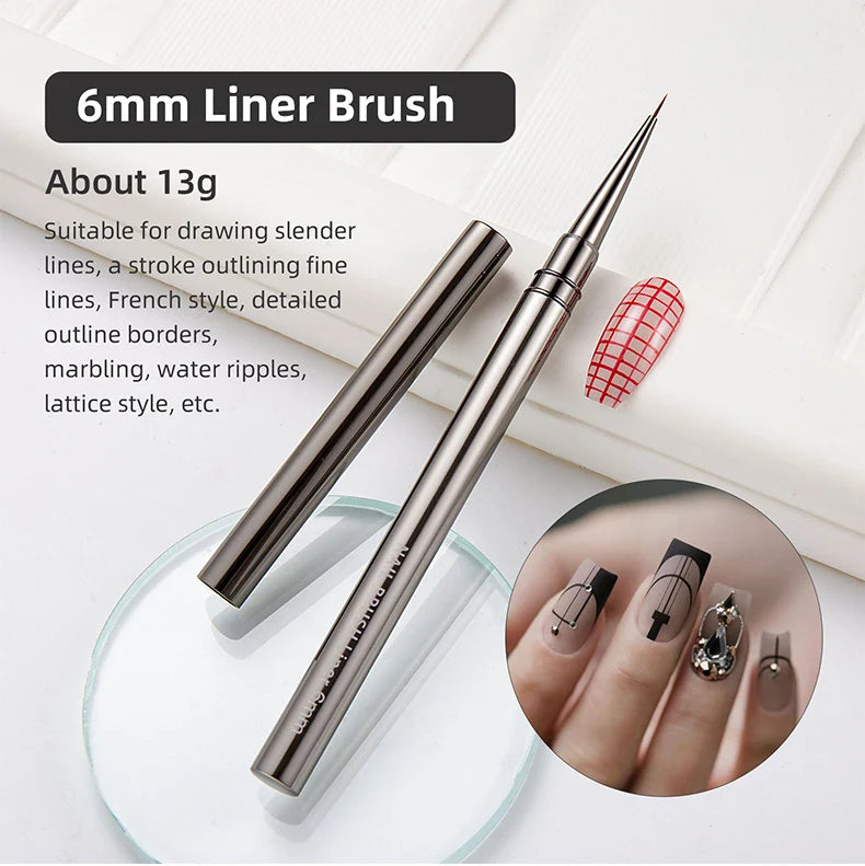 Nails Art Liner Brushes Elongated Lines Striping Drawing Painting  6/9/12/15/18/25mm Nail Design Pen Professional Manicure Tool