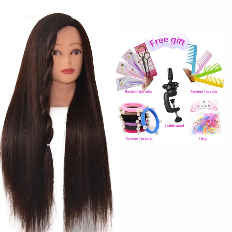 Head Dolls For Hairdressers  Mannequin Head with 65cm Synthetic Hair Hairdressing Styling Training Head