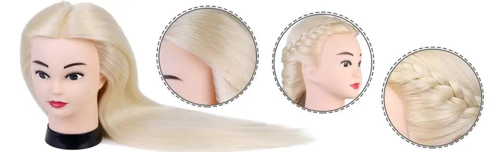80% Real Hair Mannequin Head 24'' Hair Hairdresser Training Head With Clamp Manikin Cosmetology Doll Head For Braiding Curling
