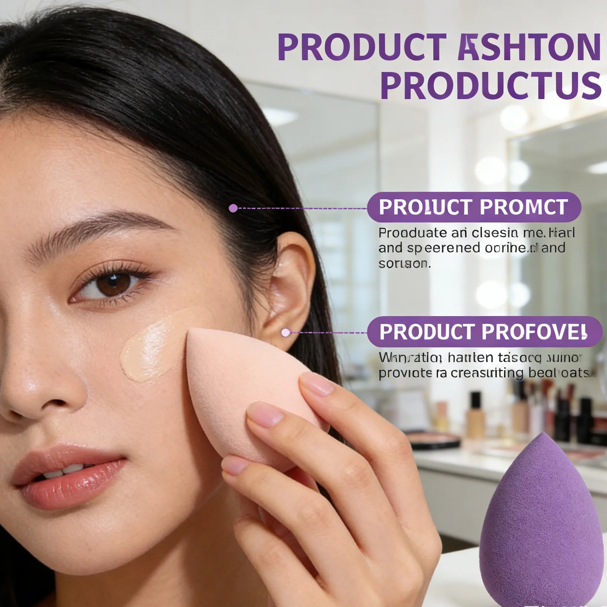 1 piece of drop-shaped powder puff, suitable for applying makeup evenly without powder, colors vary randomly.