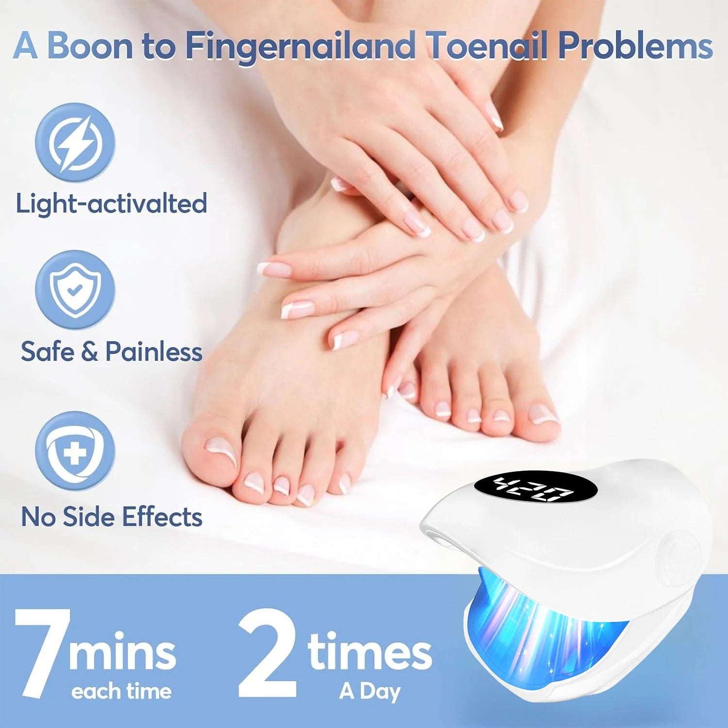 Nail Fungus Laser Device 500NM Blue Light + 940NM Infrared Laser - Wireless Cold Therapy for Onychomycosis Toenail Fingernail Ca